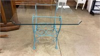 Wrought iron and glass table 35 x 35 x 24 1/2”