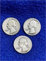 1952-D Washington Quarters (3)