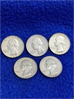 1963-D Washington Quarters (5)