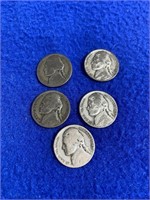 1942-P Jefferson Nickels (5)