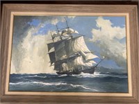 Nautical Oil on Canvas Sailing Ship