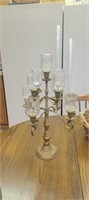 9 Glass Candle Votives & Brass Stand