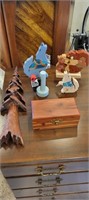 Wooden Cut Outs and Small Cedar Trinket Box