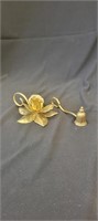 Rose Gilt Plated Candlestick & Brass Candle
