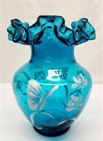 Turquoise Vase w/ HP Butterflies FAGCA 2005