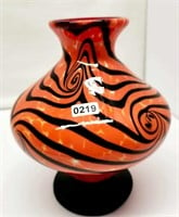 Dave Fetty Orange w/ Black Swirls Ftd Vase