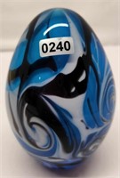 1976 Barber Era Egg Turquoise/Black/White 5" Tall