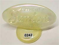 Topaz Opalescent Iridized Oval Fenton Logo