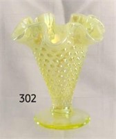 Topaz Opalescent Hobnail Cone Vase 3 3/4"