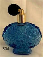 Blue Embossed Floral Perfume w/ Atomizer