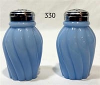 Pastel Blue Swirl Salt and Pepper Shakers