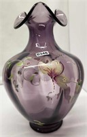 Violet HP Butterflies Vase C. Mackey 9" Tall