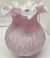 Pink Overlay Maize Vase LG Wright 9" Tall