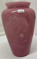 Rose Quartz Sandcarved Vase 9" Tall