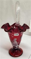 Mary Gregory Ruby Basket 10" Tall