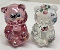 2 Sitting Bears - Pink Iridized & French Opal HP