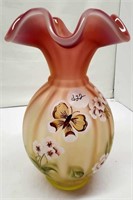Topaz Amberina HP Vase by A. Deem 9" Tall