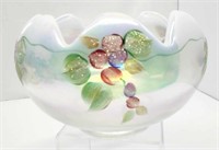 Frostberries on French Opalescent Rose Bowl
