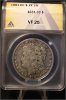 1881-CC Certified Morgan Silver Dollar