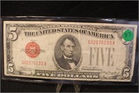 1928-C $5 Red Seal Legal Tender Bank Note