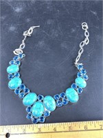 Sterling silver blue stone and simulated turquoise