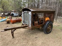 VINTAGE GENERATOR ON TRAILER WITH 6 CYL. ENGINE