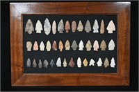 Frame of 39 Arrowheads Found in Illinois and Misso