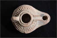5th-7th Century Holy Land Oil Lamp measures 3 1/4"