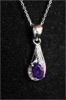 Natural Amethyst Sterling Necklace