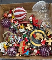 Christmas Ornament lot with great Holly ashtray