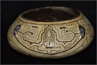 South American Shipibo Face Pottery Bowl