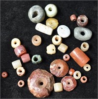 Group of 30 Neolithic Quartz and Other Stone Beads