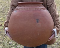HUGE African Terracotta Round Bottom Pot 19" Tall