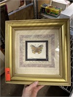 VTG SIGNED PEACOCK BUTTERFLY PRINT FRANK T GEE