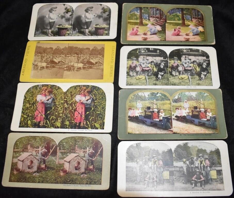 8 Children Stereoscope Cards - Early 1900's