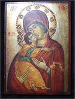 Vladimirskaya Mother of God Hand Painted Icon on W