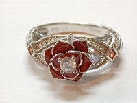 OF) 925 Sterling Silver Vancaro Rose Ring Size 8