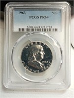 OF) 1963 PCGS PR64 PROOF silver Franklin half