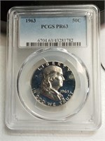 OF) 1963 PCGS PR63 PROOF silver Franklin half