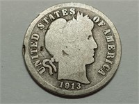 OF) 1913 silver Barber dime
