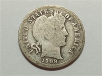 OF) 1909 silver Barber dime