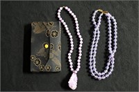 Purple Jade necklace and 2 purple Glass bead Neckl