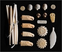 Mixed Lot of Bone Carved Beads