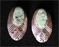 Sterling Silver  Variscite signed AB Navajo earrin