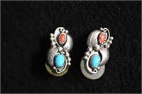 signed native American sterling  turquoise and cor