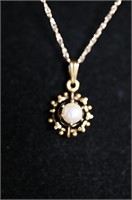 Natural Pearl 14k Pendant with 10k necklace