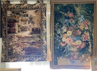 2 Wall Tapestries Floral, Estate Up To 56x40"