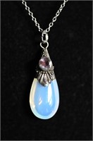 Sterling Silver Moonstone and Amethyst Necklace