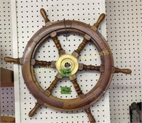 Brass And Wood Ship Wheel 24" Wide