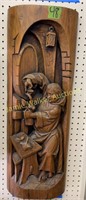 Carved Wood 3d Relief Monk Pouring Beer Into